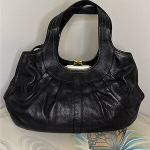 Coach 12248 Ergo Pleated Kisslock Satchel/Hobo Bag with Tattersall Lining